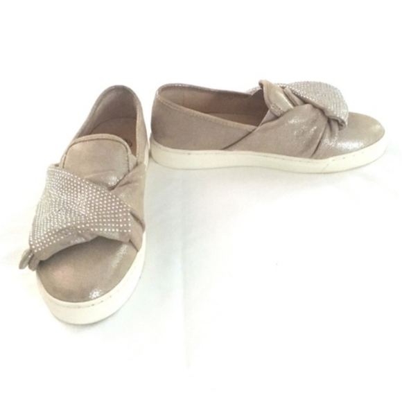VINCE CAMUTO VC-BARITA SZ 6M TAN METALLIC SUEDE LOOK BLING SlipOn Sneaker - Picture 4 of 17